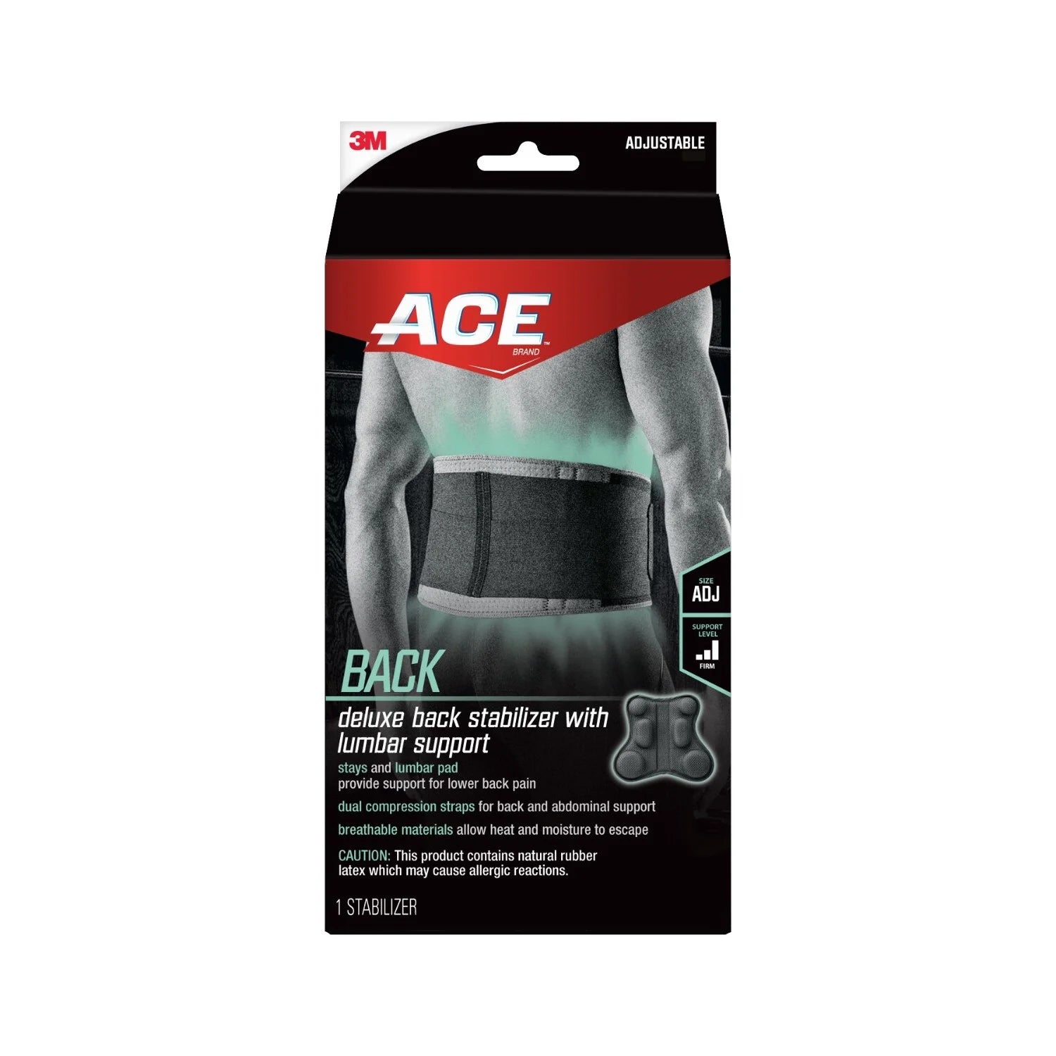 ACE Sport Deluxe Back Stabilizer, Adjustable Brace, Black, 1 Brace