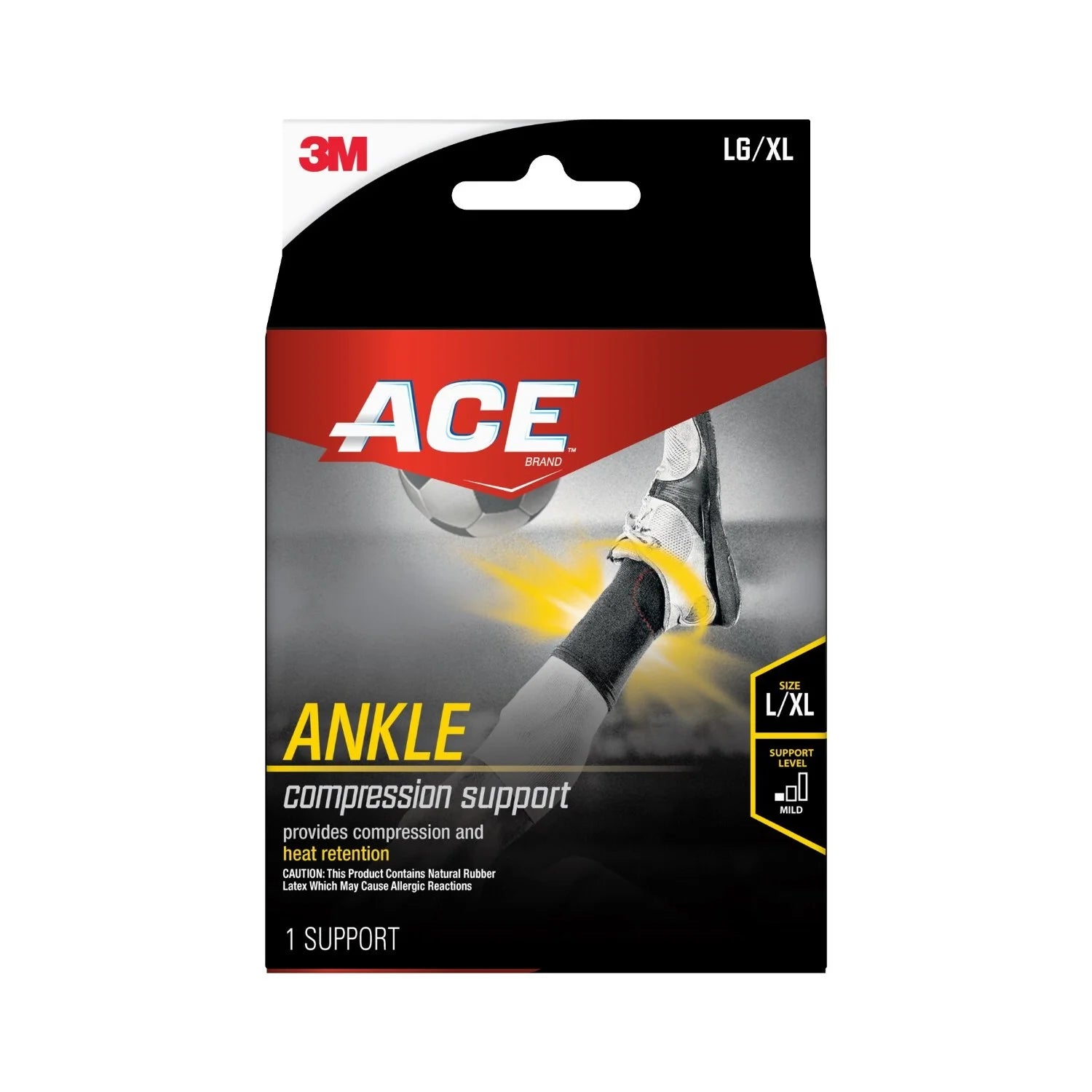 (2 Pack)  Brand Compression Ankle Support, L/XL, Black, 1 Support